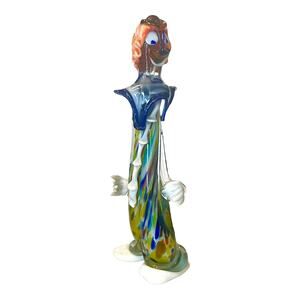 VTG 1960’s Murano, Italy Art Glass 13.5” TWISTING CLOWN FIGURINE Fratelli Pitau